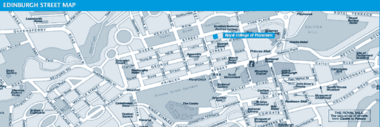 Map of Central Edinburgh. Click for larger image.